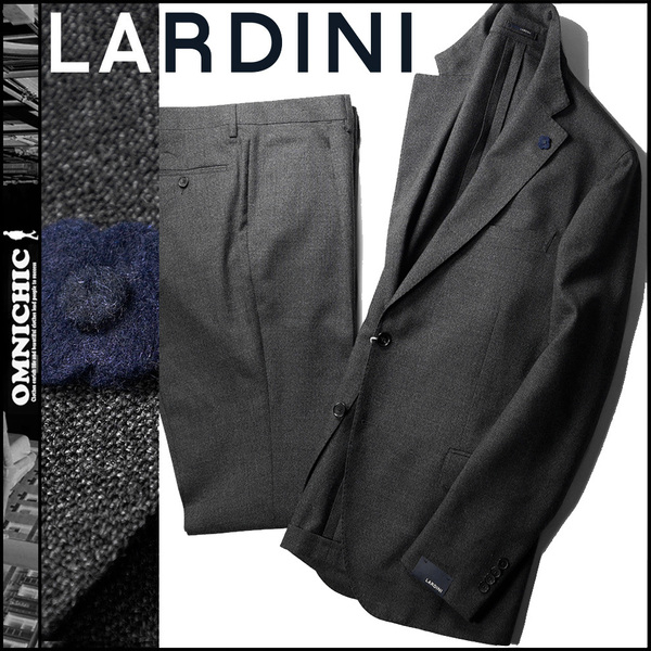 大きいサイズ秋冬■新品18万【LARDINI】ラルディーニ極上ウール100％/ダークグレー2Bセットアップスーツ56/XXLテーラードジャケットパンツ