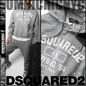 Прибытие в Fujigaya ■ Новая статья 86 900 иен [dsquared2] Deak Awered Logos Burying Обработка Sweat Parker XL/Pys Ed 64/S74GU0620 Редкий большой размер