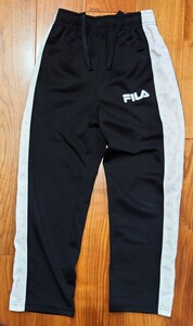 中古★FILA レディース ロングパンツ 長スボン ジャージ 下 スポーツ ウェア フィラ 130サイズ 黒 ハート柄 匿名