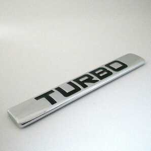 送料無料 TURBO ターボ アルミ 金属 エンブレム シルバー 黒文字 C44の画像2