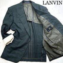 ほぼ未使用★幻の圧巻美色グリーン★稀少XL!LANVIN ランバン【光沢感を羽織る】最高級メランジ立体編みニットツイードテーラードジャケット_画像1