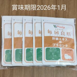 ウィズペティ 猫用サプリメント 毎日良肝 肝臓エキス＆プラセンタ カツオ味錠剤 1袋60粒入 5袋セット