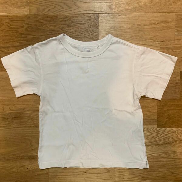 ユニクロ　キッズ　Ｔシャツ　110 白 ホワイト 半袖 クルーネック 丸首 半袖Tシャツ