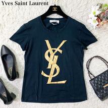 Yves Saiet Laurent イヴサンローラン　金ロゴ　プリントTシャツ　サイズS ブラック_画像1