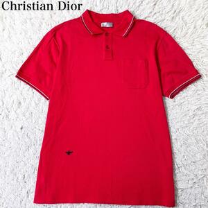 美品 Dior Homme ディオールオム　エディスリマン　蜂　bee 刺繍　半袖ポロシャツ　M　レッド　赤
