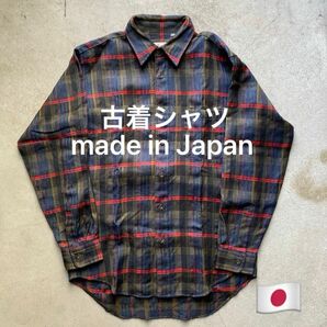 【asist】ウール100% チェックシャツ 日本製ビンテージ古着 size M 長袖シャツ