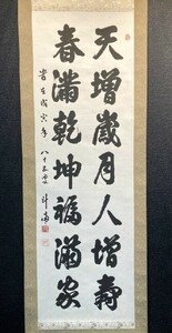 【模写】書家篆刻家 河野斗南「二行書」紙本合箱 惺斎金台錫師事 検)古玩 書法/墨蹟/篆書 隷書書画/掛け軸/書//中国美術