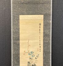 【模写】南画家 後藤秋厓 「秋草図」絹本箱付 田近竹邨師事 岐阜県の人検) /書画/掛け軸/中国/文人画/日本画/花鳥//小鳥/茶掛け/水墨/草花/_画像4