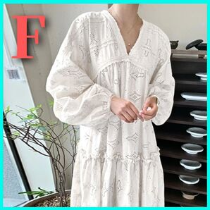 ティアードワンピース レースワンピース カットワークワンピース 春夏秋 リゾート 高見え ナチュラルワンピース 花柄ワンピース