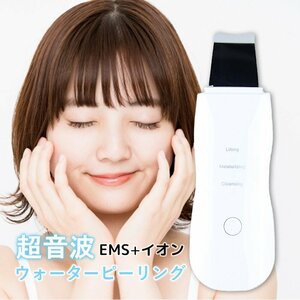 ウォーターピーリング ピーリング 美顔器 EMS 超音波 イオン導入 クレンジング たるみ くすみ シワ 毛穴 黒ずみ ###ピーリング8815★###