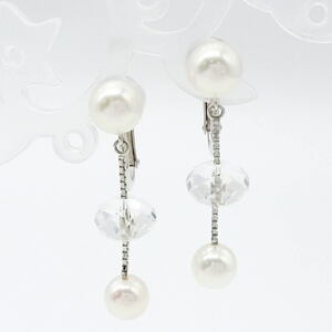 [ free shipping ]tasaki pearl TASAKI 750 K18WGvalie pearl swing earrings clear crystal * finishing settled beautiful goods *