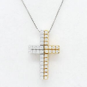 [Бесплатная доставка] Tasaki Tazaki Pearl Tasaki K18YG/WG Cross Bar 2way Diamond 0,44CT (0,22CT x 2) ★ Закончено