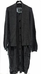 plyy by RAGNE KIKAS ウールロングニットカーディガン グレー 3 yohji yamamoto