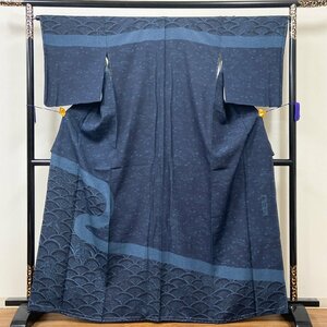 着物月花　作家物　本藍染　青海波　訪問着　未使用品　正絹　縮緬　ki1174