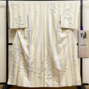 Art hand Auction Kimono Gekka Maestro artesano moderno Masakazu Adachi Flores elegantes teñidas a mano Tsumugi Homongi Seda pura sin usar Co-Hakama Tokyo Masuiwaya Guard Coating tki147, kimono de mujer, kimono, vestido de visita, Confeccionado