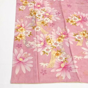 着物月花 刺繍 可憐な花 振袖 正絹 パールトーン加工 ki1197の画像6