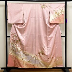 着物月花 金彩 品のある花 訪問着 正絹 ki1267の画像1