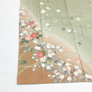 着物月花 作家物 手描き友禅 品のある花 訪問着 未使用品 正絹 共八掛 一つ紋 縫紋 ki1289の画像2