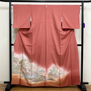 着物月花 寿光織 品のある風景 色留袖 未使用品 正絹 金糸 共八掛 一つ紋 ki1314の画像3