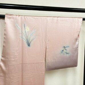 着物月花 金彩 ぼかし染 品のある花 訪問着 正絹 パールトーン加工 ki1333の画像6