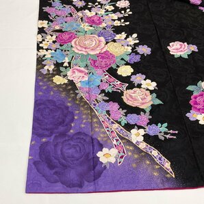 着物月花 金彩 刺繍 ぼかし染 可憐な薔薇 振袖 正絹 金銀糸 共八掛 ki1355の画像2