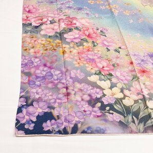 着物月花 刺繍 銀通し ぼかし染 可憐な花 振袖 正絹 銀糸 ki1368の画像6