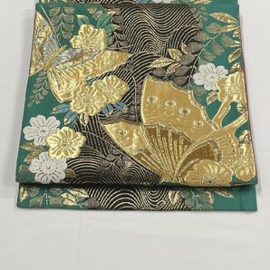 着物月花 艶やかな花蝶 袋帯 六通柄 正絹 金糸 ob1525の画像2