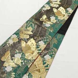 着物月花 艶やかな花蝶 袋帯 六通柄 正絹 金糸 ob1525の画像7