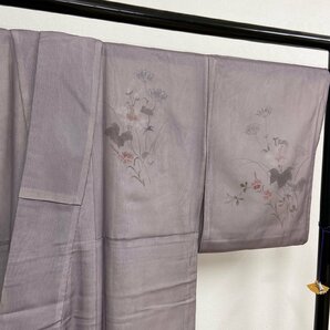 着物月花 紗袷 紗×絽 品のある花 訪問着 正絹 一つ紋 縫紋 ki1389の画像4