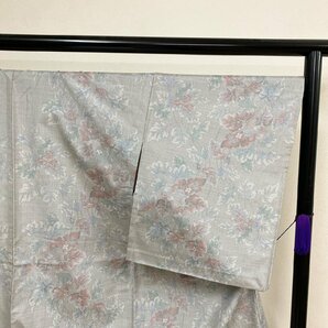 着物月花 品のある花 単衣 本場白大島紬 正絹 伝統工芸品 ki1402の画像4