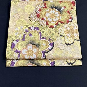着物月花 煌びやかな花 袋帯 六通柄 正絹 金糸 ob1567の画像2