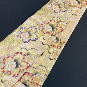 着物月花 煌びやかな花 袋帯 六通柄 正絹 金糸 ob1567の画像7