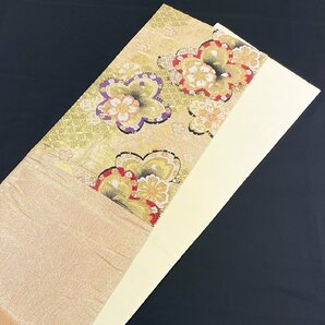 着物月花 煌びやかな花 袋帯 六通柄 正絹 金糸 ob1567の画像6