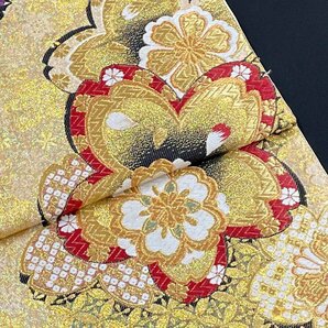 着物月花 煌びやかな花 袋帯 六通柄 正絹 金糸 ob1567の画像5