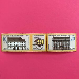 外国未使用切手★東ドイツ 1987年 切手収集者の日 2種