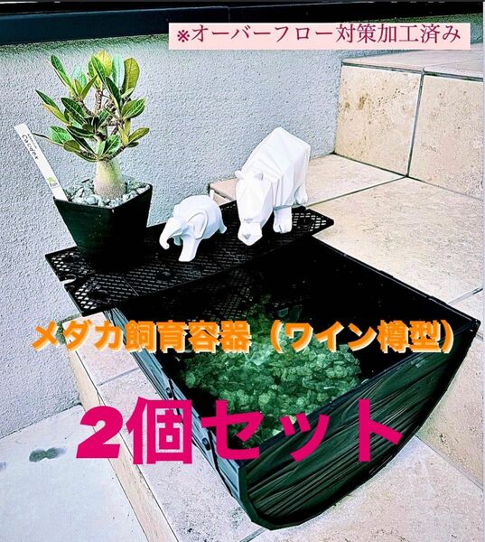 ★2個セット★ ワイン樽型40サイズ　メダカ飼育容器　メダカ鉢　金魚鉢　睡蓮鉢　トロ舟　　ビオトープ　ガーデニング　アクアリウム