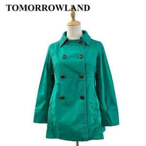 TOMORROWLAND トゥモローランド スプリングコート ダブル 緑 ステンカラー 襟は着脱可能です レディース 38 Mサイズ