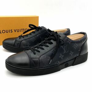 希少28cm■ルイヴィトン モノグラム エクリプス マッチアップライン レザースニーカー LOUIS VUITTON メンズ 9 LVロゴ イタリア製 黒