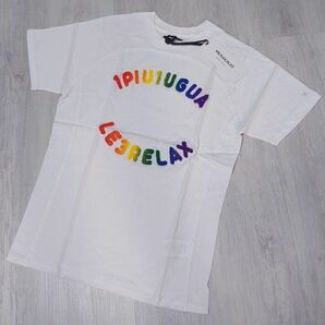 新品Mサイズ 1PIU1UGUALE3 RELAX レインボーロゴ半袖Tシャツ 半袖 Tシャツ ホワイト