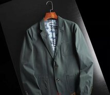 XZ-FS-Green(実寸180 L度 )新品 新作 春夏 防撥水 無地 薄 ◆ 完売■ 高品質 限定美品■2ボタン メンズ 紳士 ジャケット スーツ_画像2