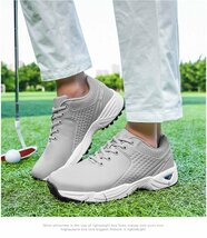 GRF-G606灰 46 正規品 ゴルフシューズ メンズ スニーカー スパイクレス フィット感 軽量 動きやすい 運動靴 防水 耐久 練習場 40-47選_画像1