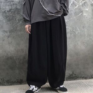 ワイド シルエット バルーン パンツ コクーン パンツ ブラック