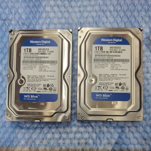 【2台/使用時間僅か！】WD Blue 1TB 3.5inch HDD WD10EZEX 7200RPM SATA 6Gb/s 新品未使用に近い western disital