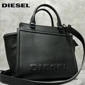 極美品●完売品●DIESEL ディーゼル●BADIA●カウレザー 本革●2way ショルダー ハンド バッグ●クロスボディ 斜め掛け ●ブラック 黒