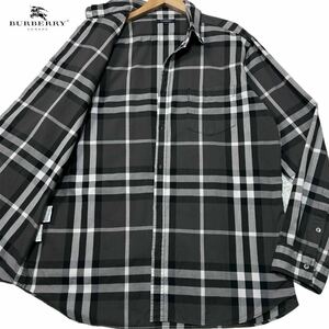  превосходный товар /LL размер *BURBERRY LONDON Burberry London все mega проверка noba проверка рубашка с длинным рукавом черный чёрный серия жакет мужской 