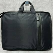 極美品●SAMSONITE サムソナイト 3way ビジネスバッグ リュック バッグパック ショルダー 肩掛け A4収納 ブラック ナイロン レザー 本革_画像3