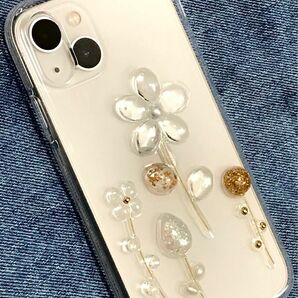 お花のiPhoneケース　スマホケース　クリアフラワー