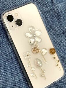 お花のiPhoneケース　スマホケース　クリアフラワー