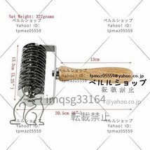 ピザ パン ペーストリー メッシュローラー パン生地パンクッキーパイピザペストリーラティスローラーカッター ステンレス鋼 木製ハンドル_画像9