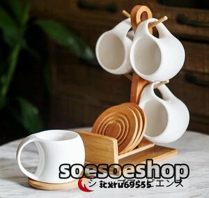  high quality * ceramics. coffee cup. set. four points collection. cup plate. set. water cup home use bamboo tree. shelves 